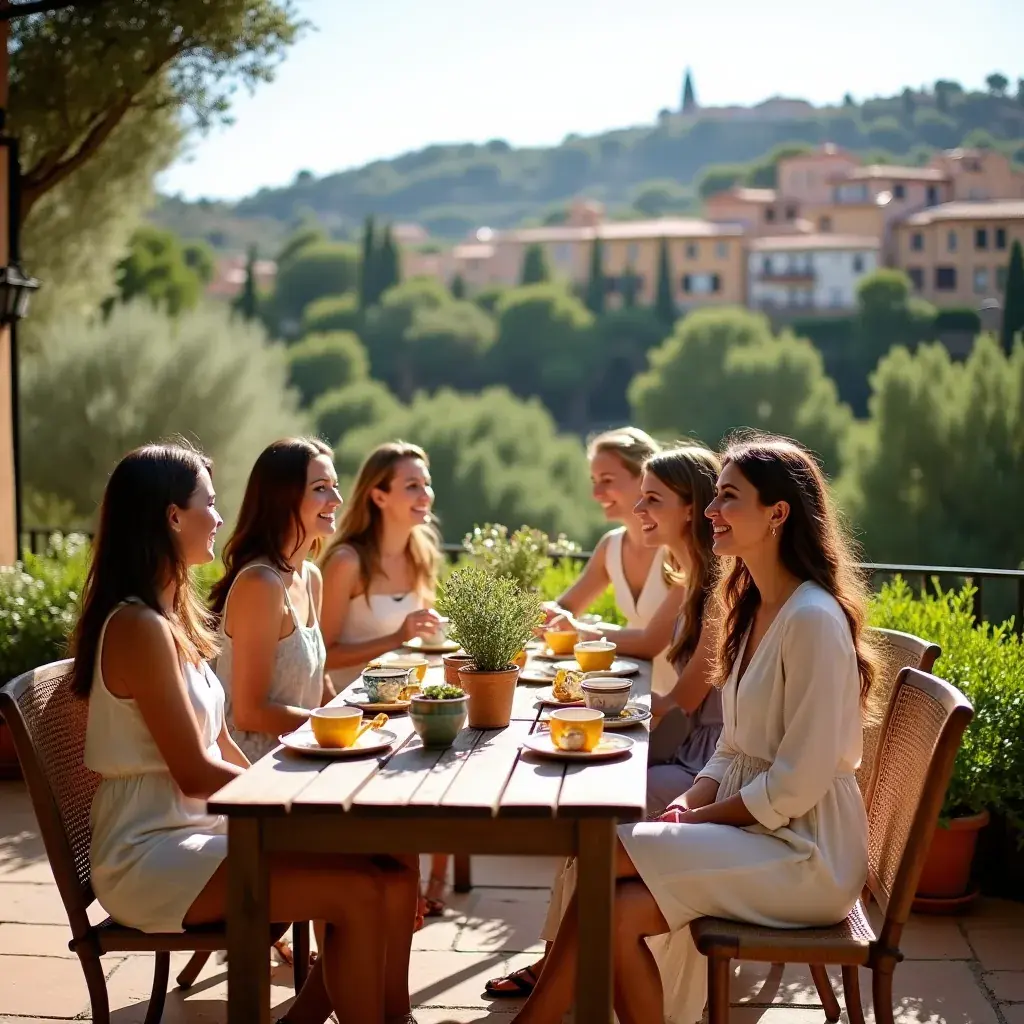 Mesa de desayuno con té de cúrcuma y pasteles saludables.